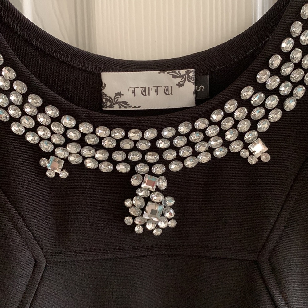 TUTU Mini black dress with silver collar studs. - Picture 4 of 10